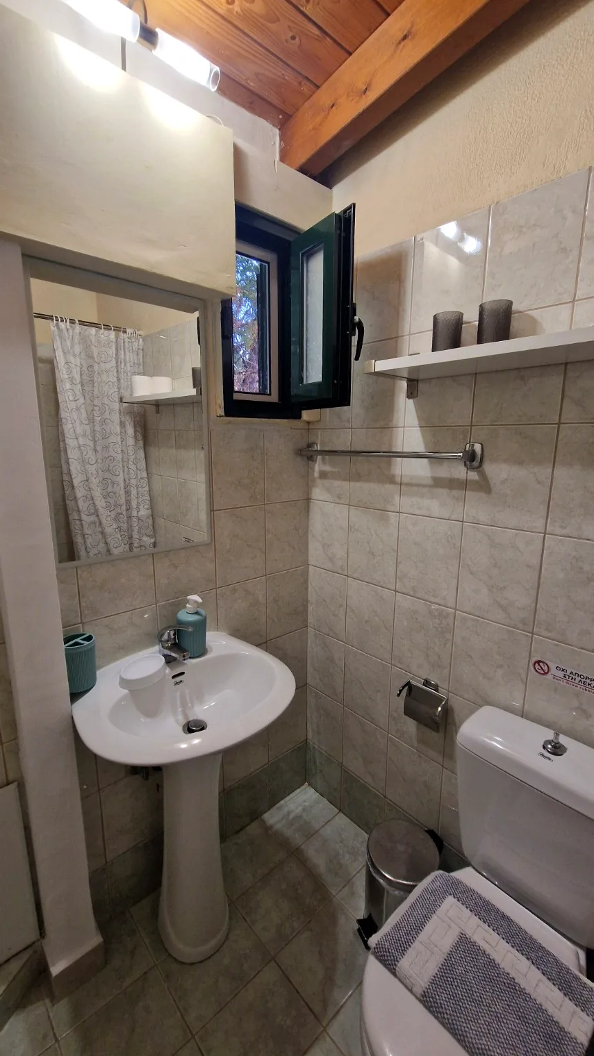Second bathroom with basin and window at Il Prato, Villa Vanda