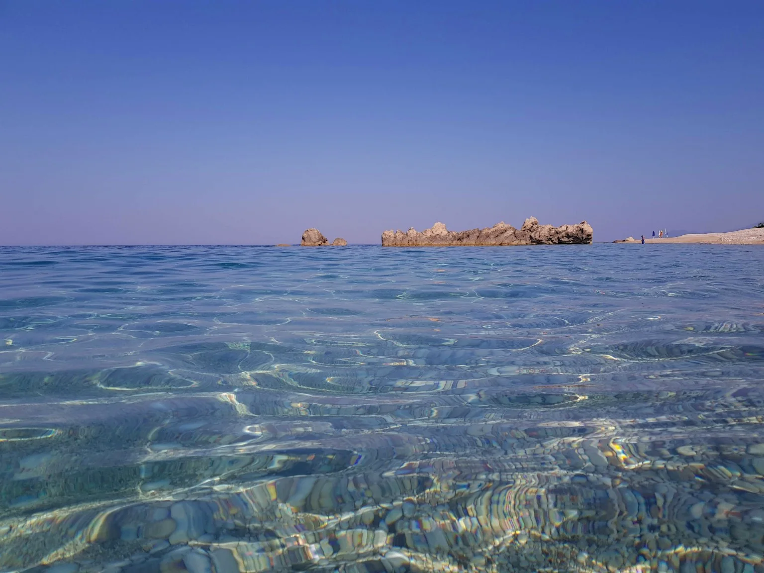 Clear blue Ionian Sea viewed from the water near Villa Vanda in Lygia